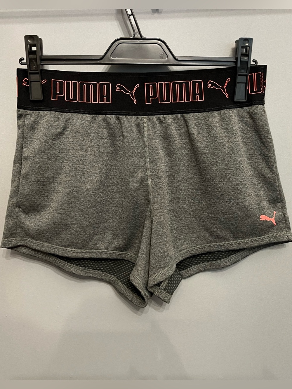Puma Gray Athletic Shorts With Black Elastic Waistband, size S